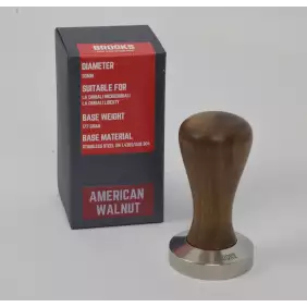 Brooks tamper 50mm met amerikaans walnoot handvat