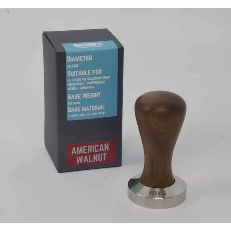 Pavoni pre-millenium tamper 49.5mm almerikaans walnoot