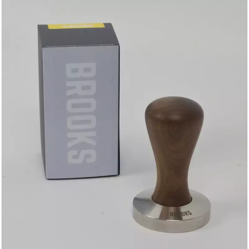 Brooks 58mm rvs tamper met amerikaans walnoot