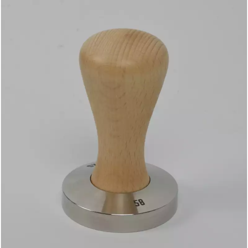 Brooks 58mm rvs tamper met berken handvat