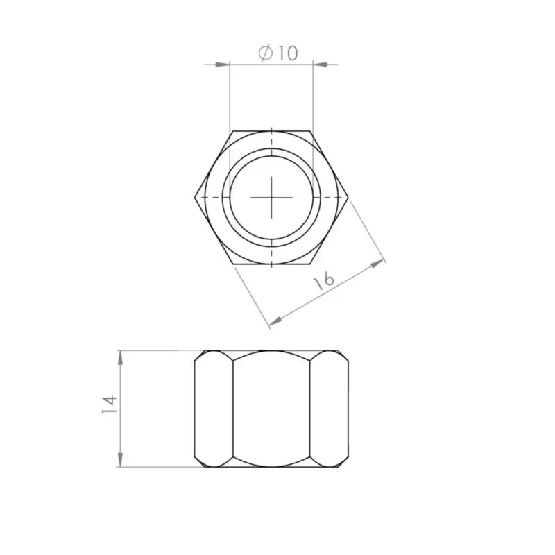 Messing moer 1/4 voor 10mm soldeer fitting